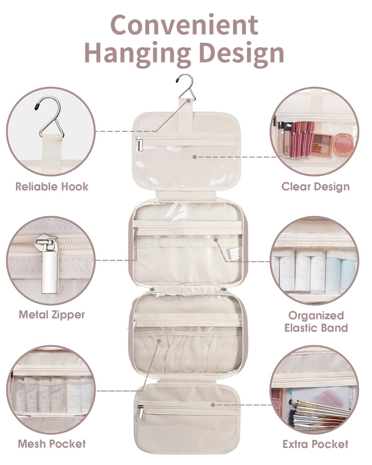 Narwey travel case demonstrates four compartments for better organization.