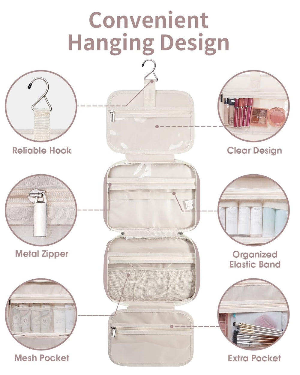 Narwey travel case demonstrates four compartments for better organization.