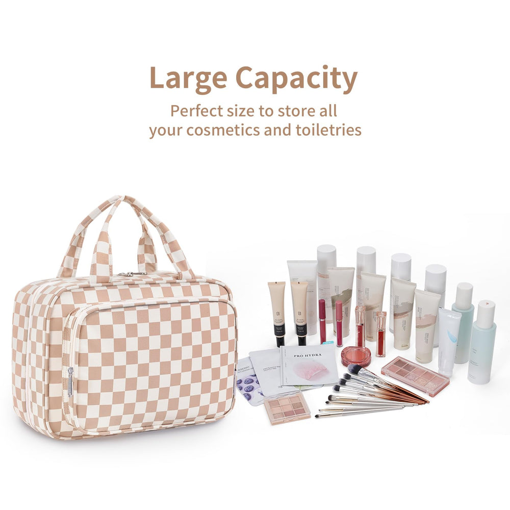 Narwey travel toiletry bag large full-size essentials fit comfortably for extended trips.