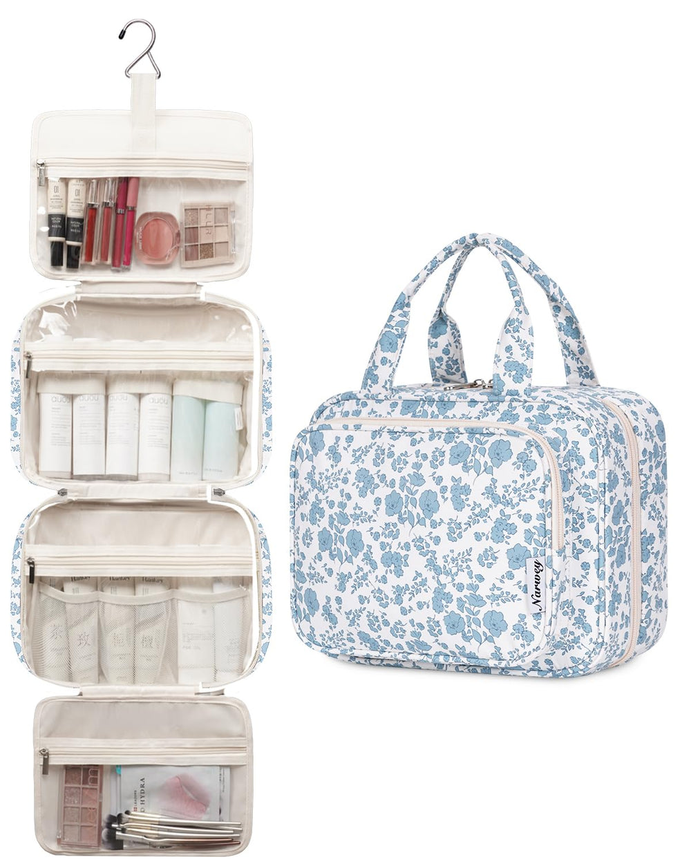 Narwey bag little blue flower large durable fabric with soft touch and sturdy zip