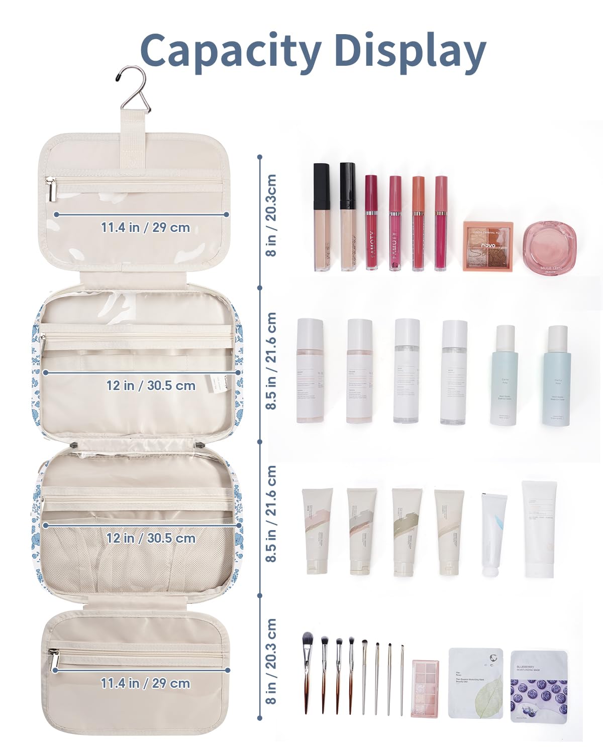 Narwey large toiletry bag interior with water-resistant lining for easy cleanup