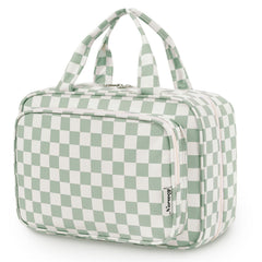 Narwey mint green checkerboard large bag closed for compact travel packing