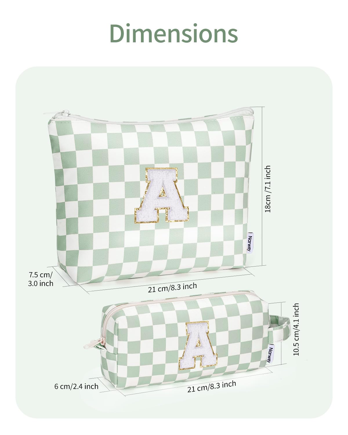 Narwey two-piece makeup bag set in different sizes for versatile use