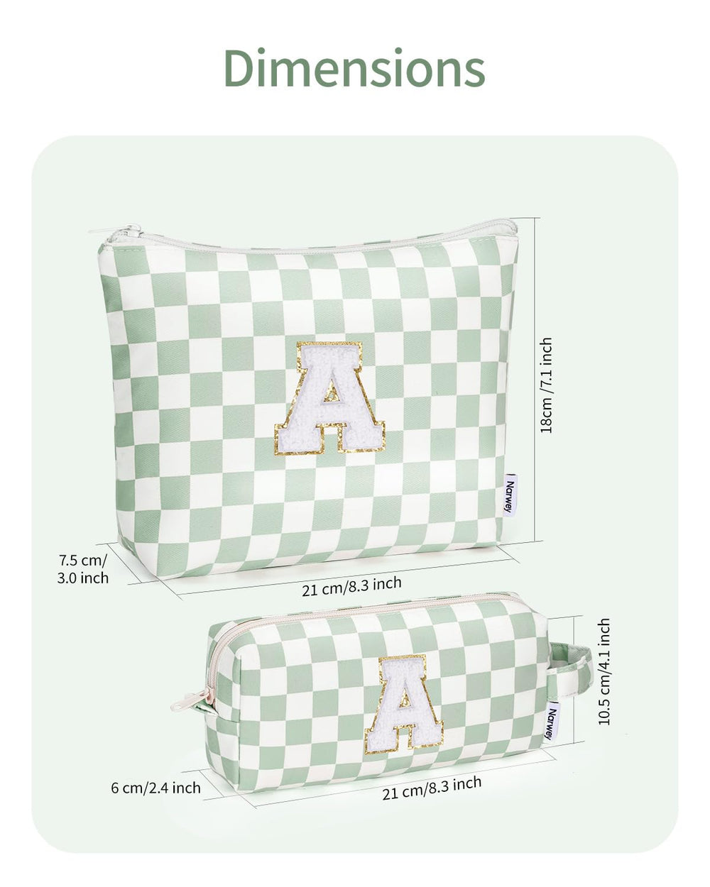 Narwey two-piece makeup bag set in different sizes for versatile use
