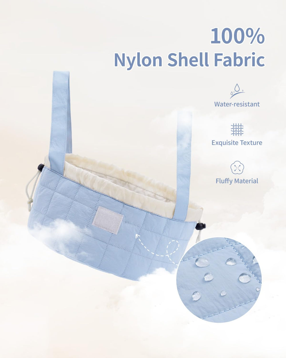 Narwey water-resistant fabric blue texture emphasizes durable travel companion