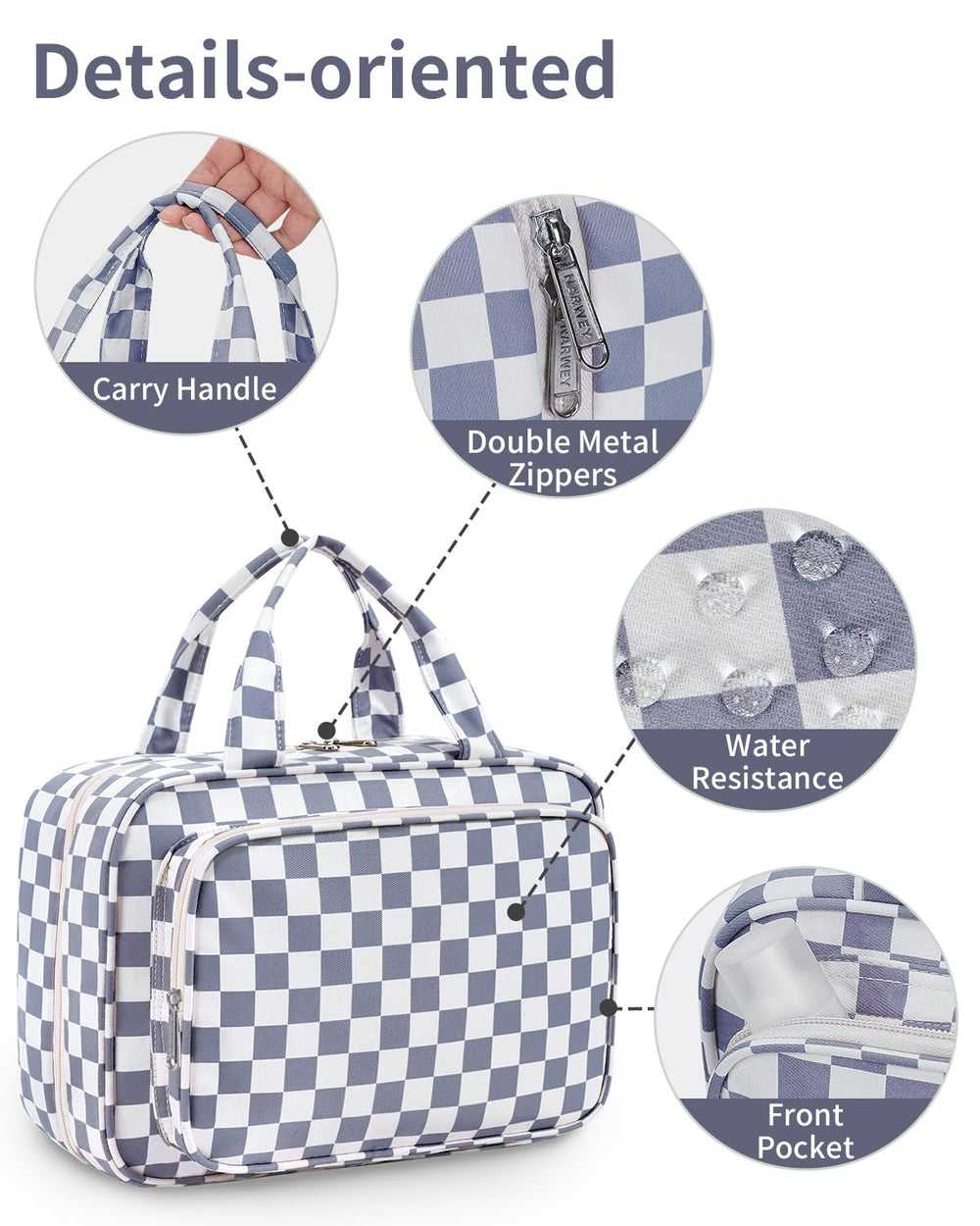 Narwey water-resistant inside and outside keeps contents dry during rain or spills
