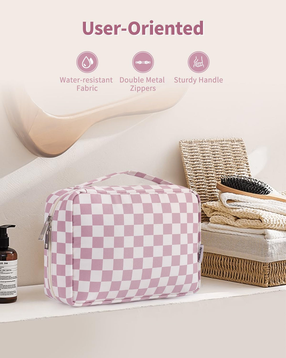 Narwey waterproof fabric protects items from spills during trips.