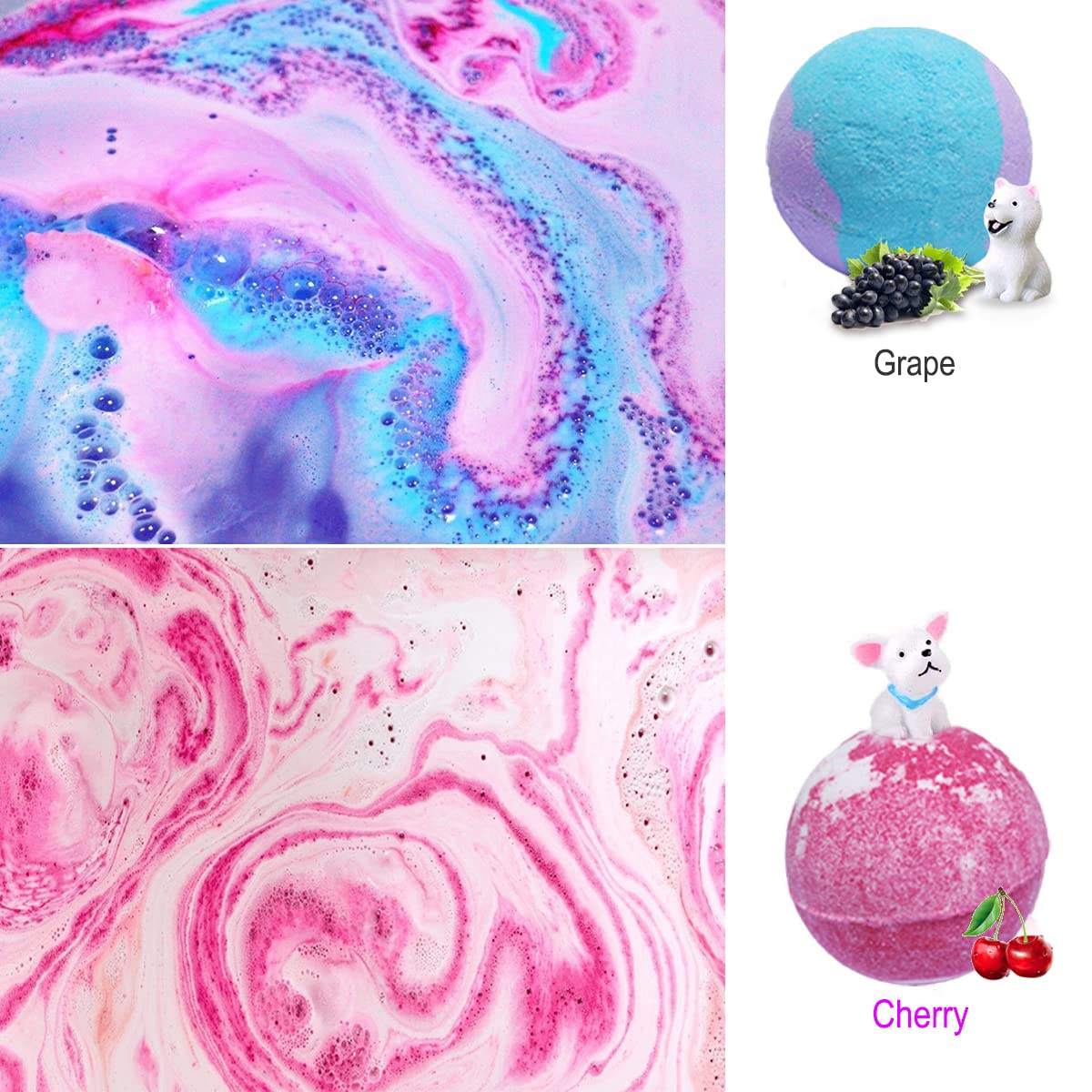 NASKY kid bath bombs assorted fruit scents in bright, engaging colors.