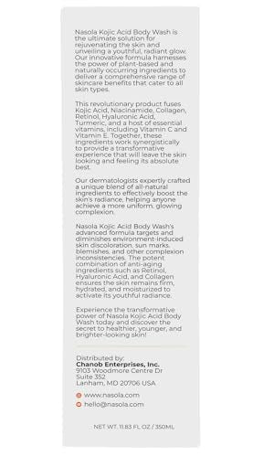 Nasola Kojic Acid Body Wash open cap ready-to-use cleanse