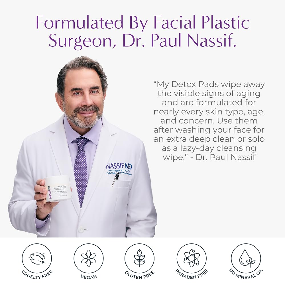 NassifMD Exfoliating Detox Pad morning routine – boosts radiance after cleansing.