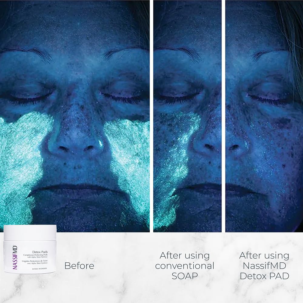 NassifMD Exfoliating Detox Pads wipes closeup – gentle exfoliation for smoother skin.
