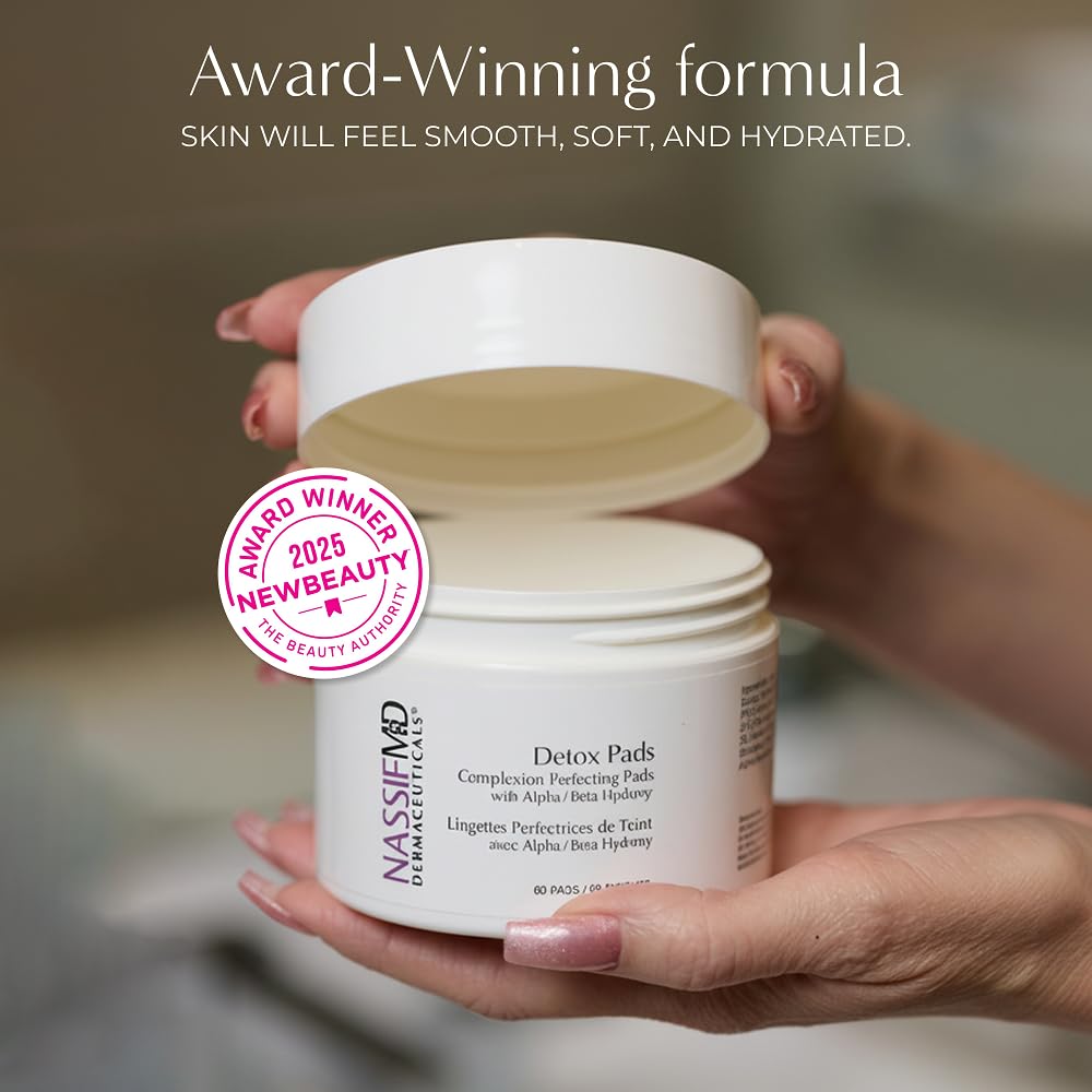 NassifMD Exfoliating Detox Pads texture close-up shows gentle exfoliation