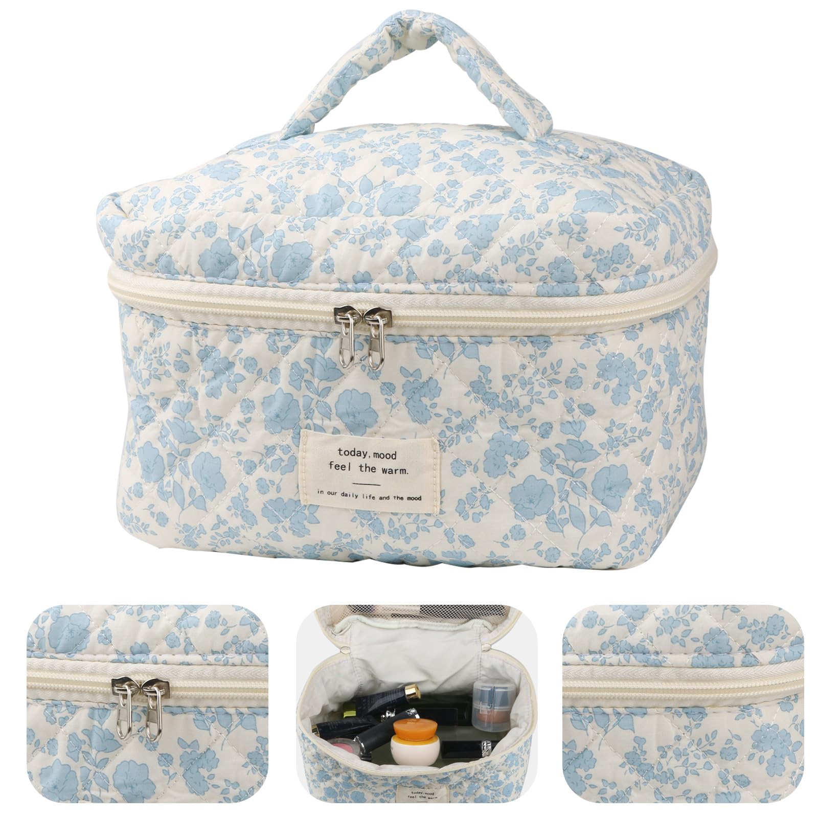 NATINSA coquette aesthetic organizer bag in navy floral for stylish daily use.