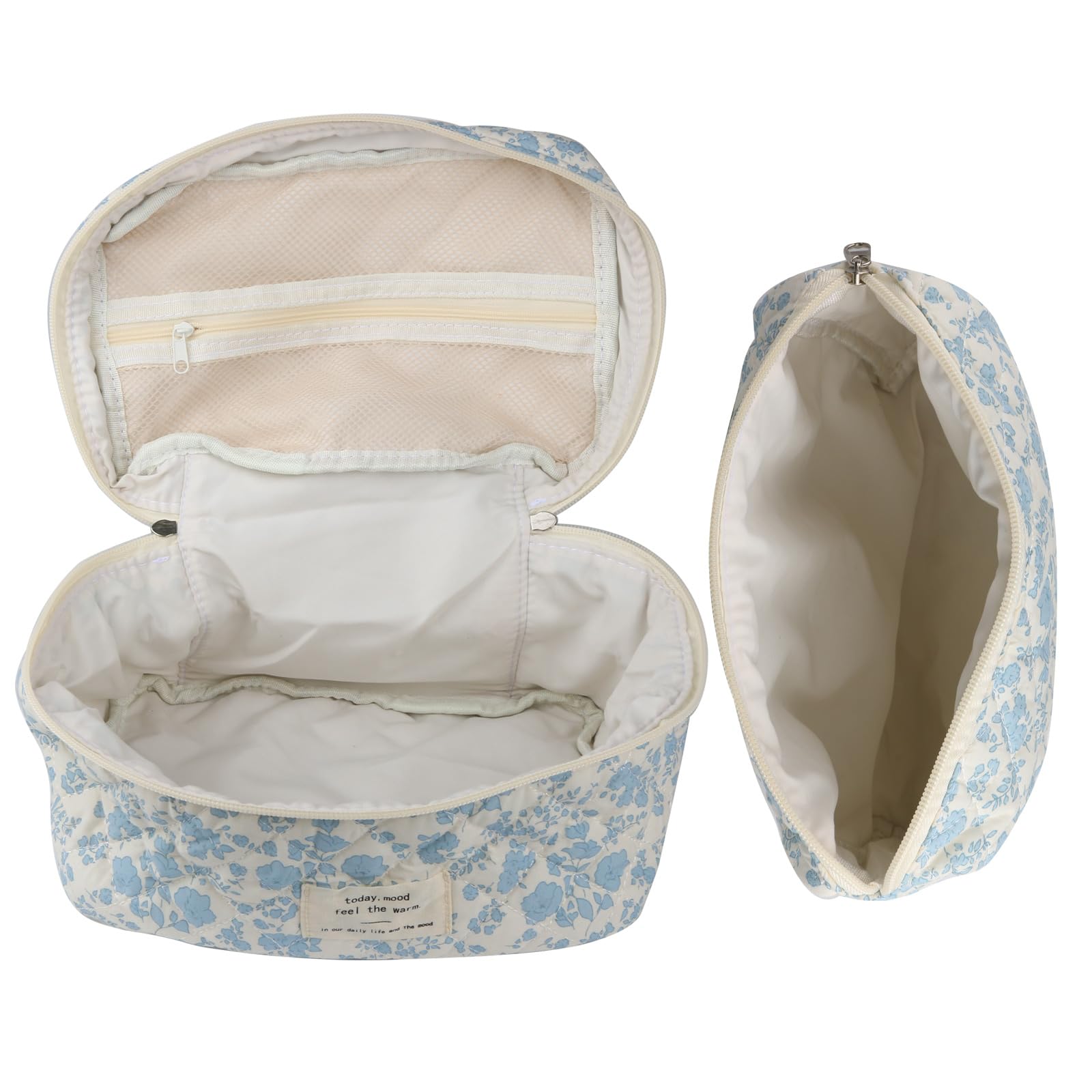 NATINSA travel cosmetic bags in navy floral design ideal for essentials on trips.