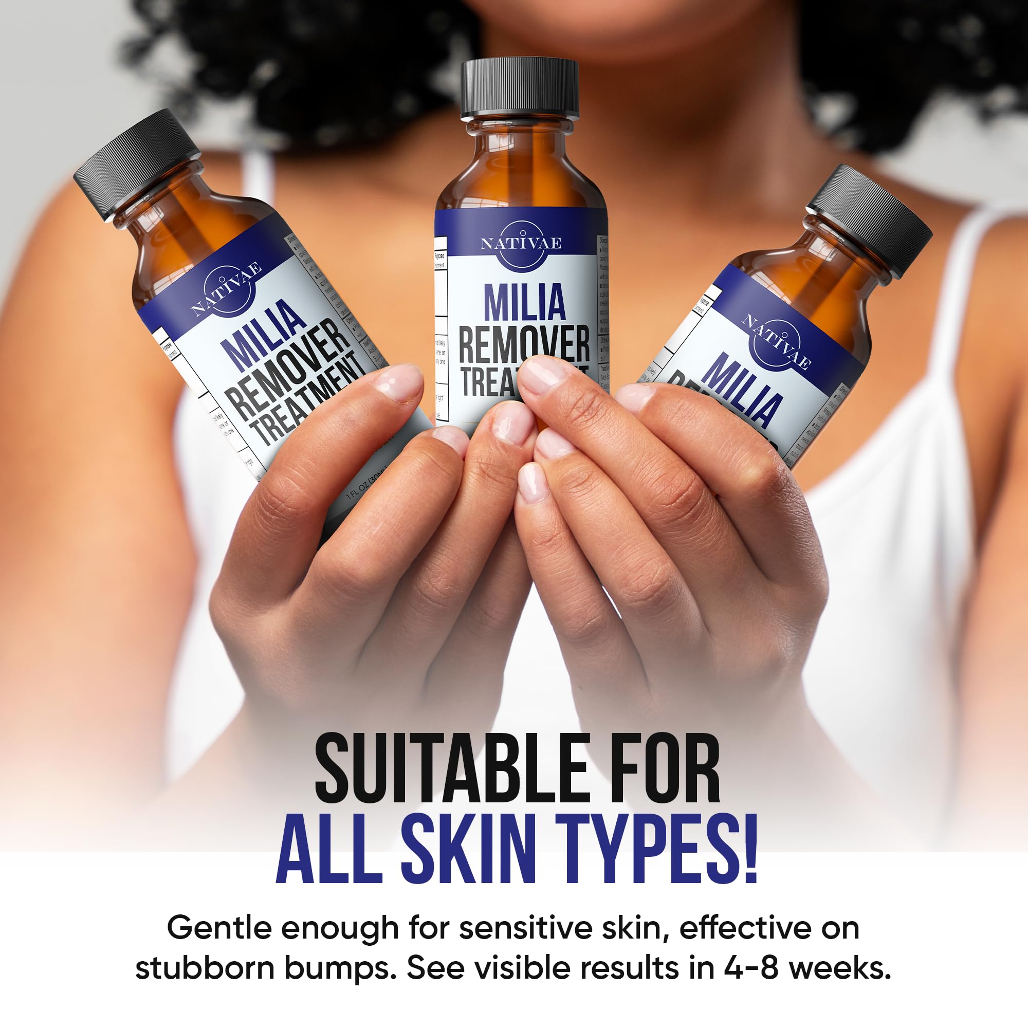 Nativae Milia Remover ingredients tea tree and aloe for calm skin.