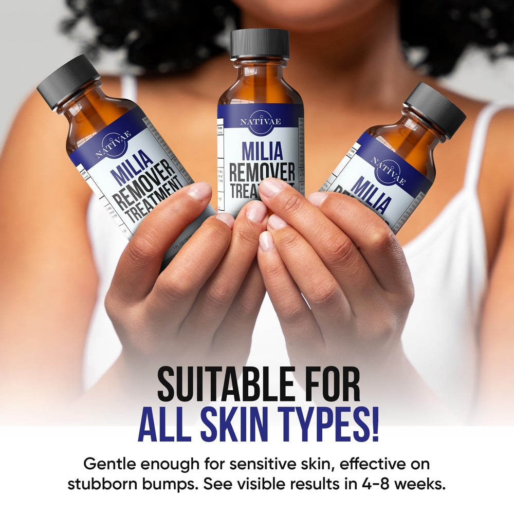Nativae Milia Remover ingredients tea tree and aloe for calm skin.