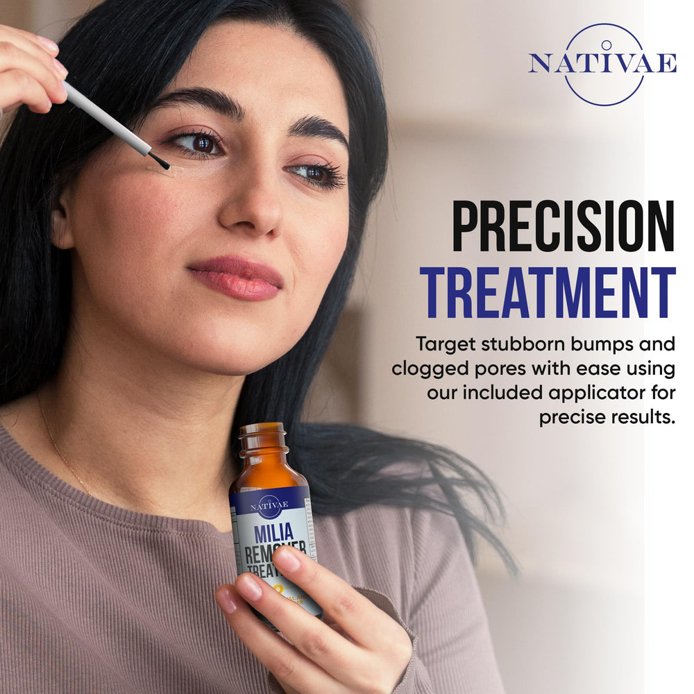 Nativae Milia Remover texture closeup reveals lightweight exfoliating serum.