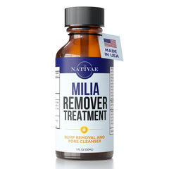 Nativae Milia Remover under-eye application targets milia for gentle cleansing.