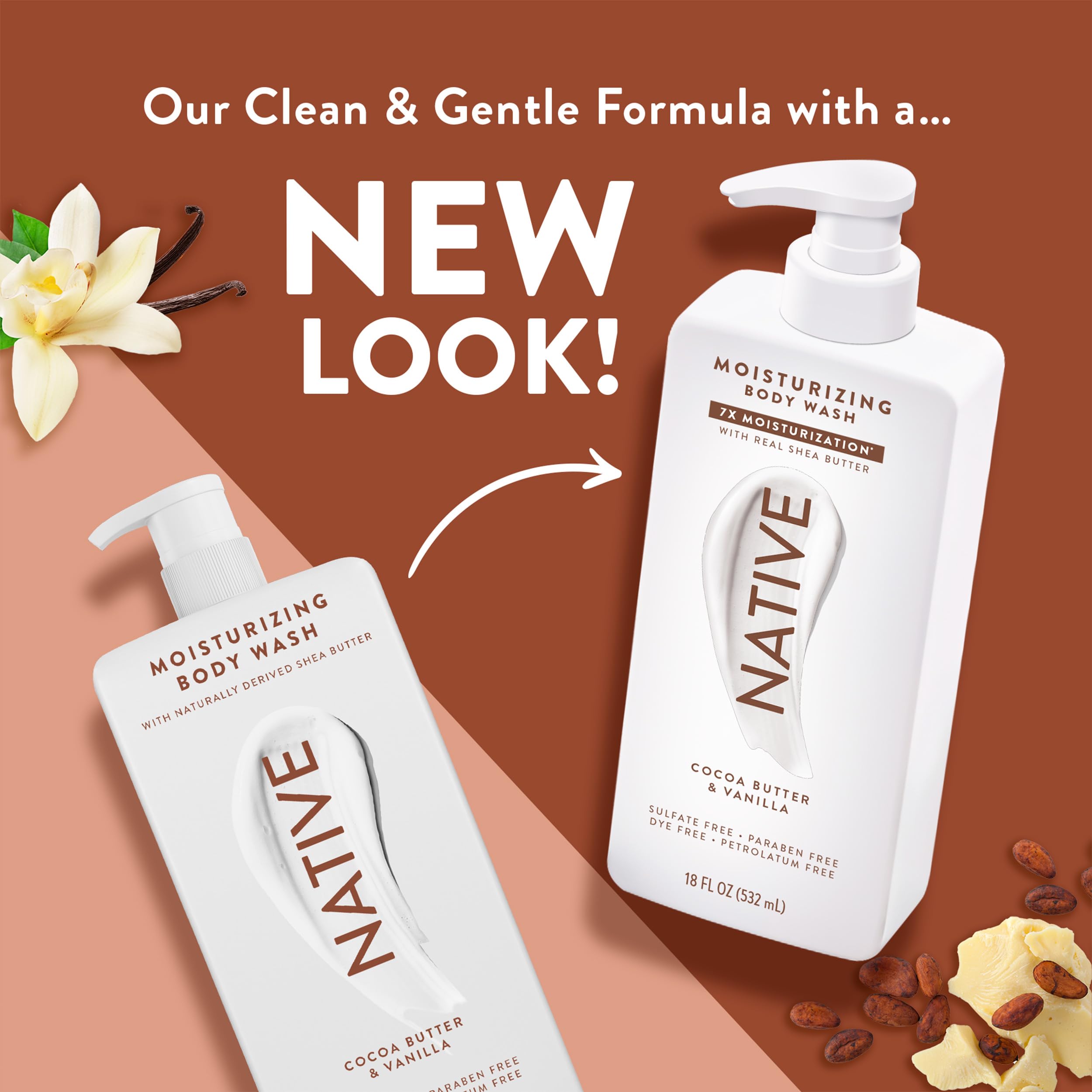 Native 12-ingredient formula graphic showcases gentle cleanse