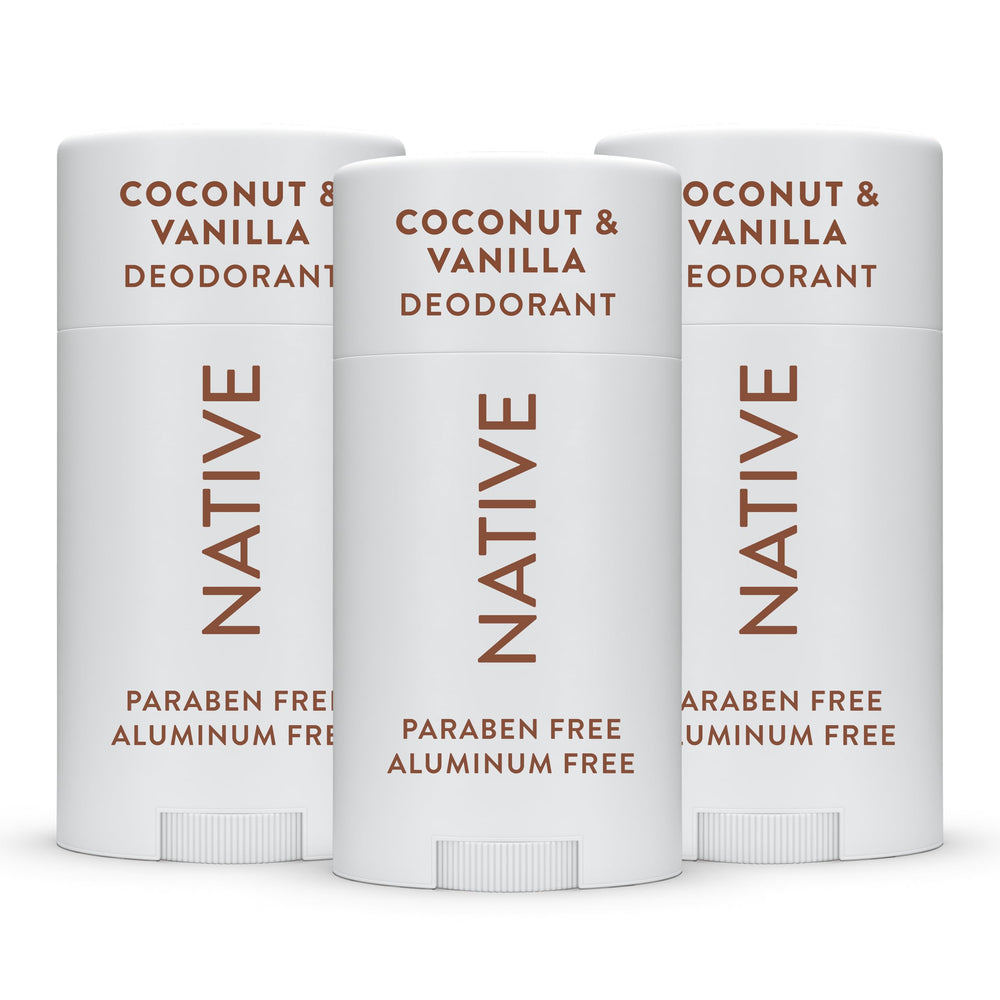 Native aluminum-free deodorant bottle; gentle formula for all-day freshness.
