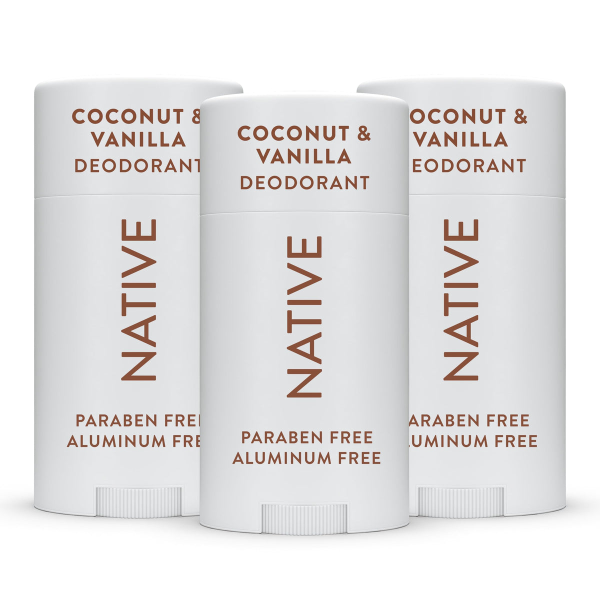 Native aluminum-free deodorant bottle; gentle formula for all-day freshness.