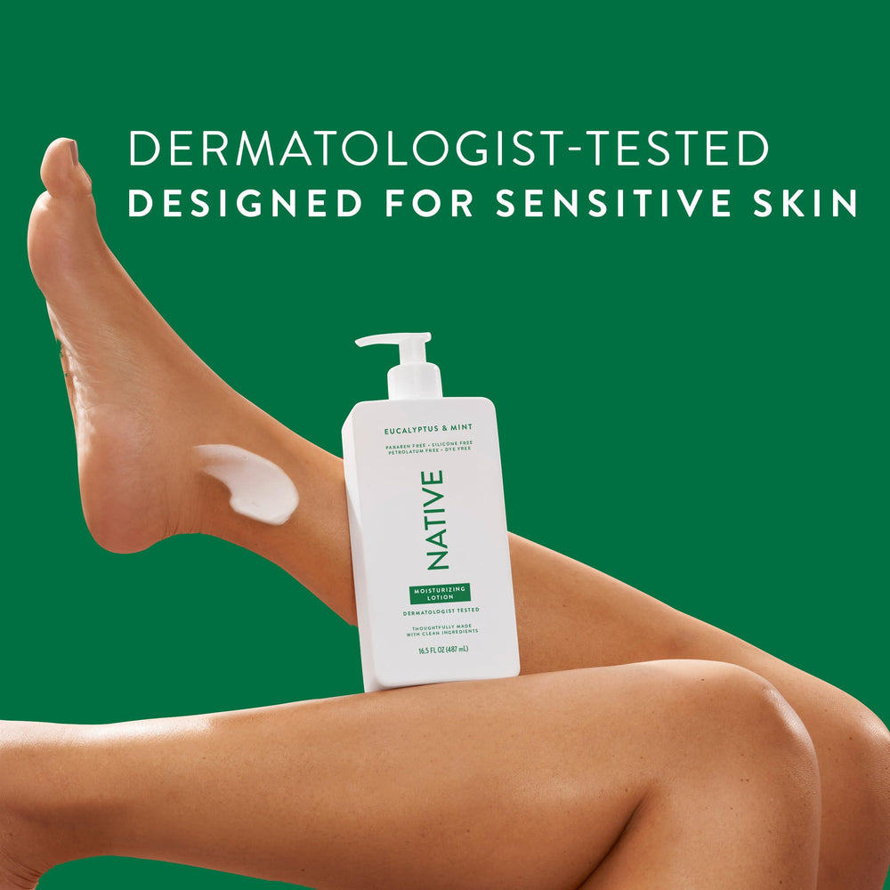Native Body Lotion being massaged into skin delivers quick hydration.