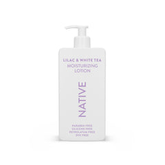 Native Body Lotion Lilac & White Tea bottle delivers plant-based hydration.