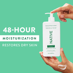 Native Body Lotion packaging back view highlights plant-based formula.