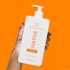 Native Body Lotion plant-based moisturizers label highlights nourishing ingredients.