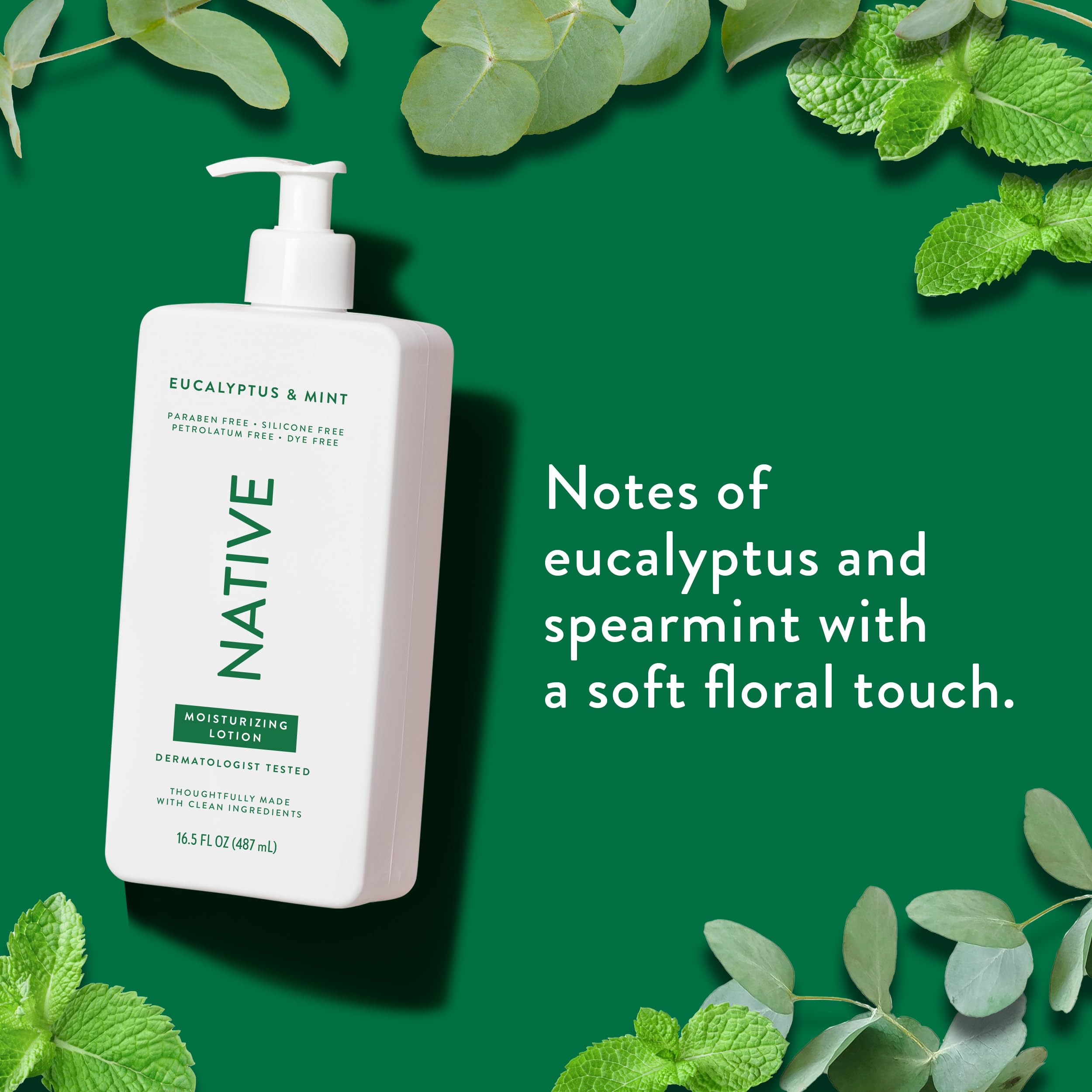 Native Body Lotion pump-dispense enables easy, mess-free moisturizing.