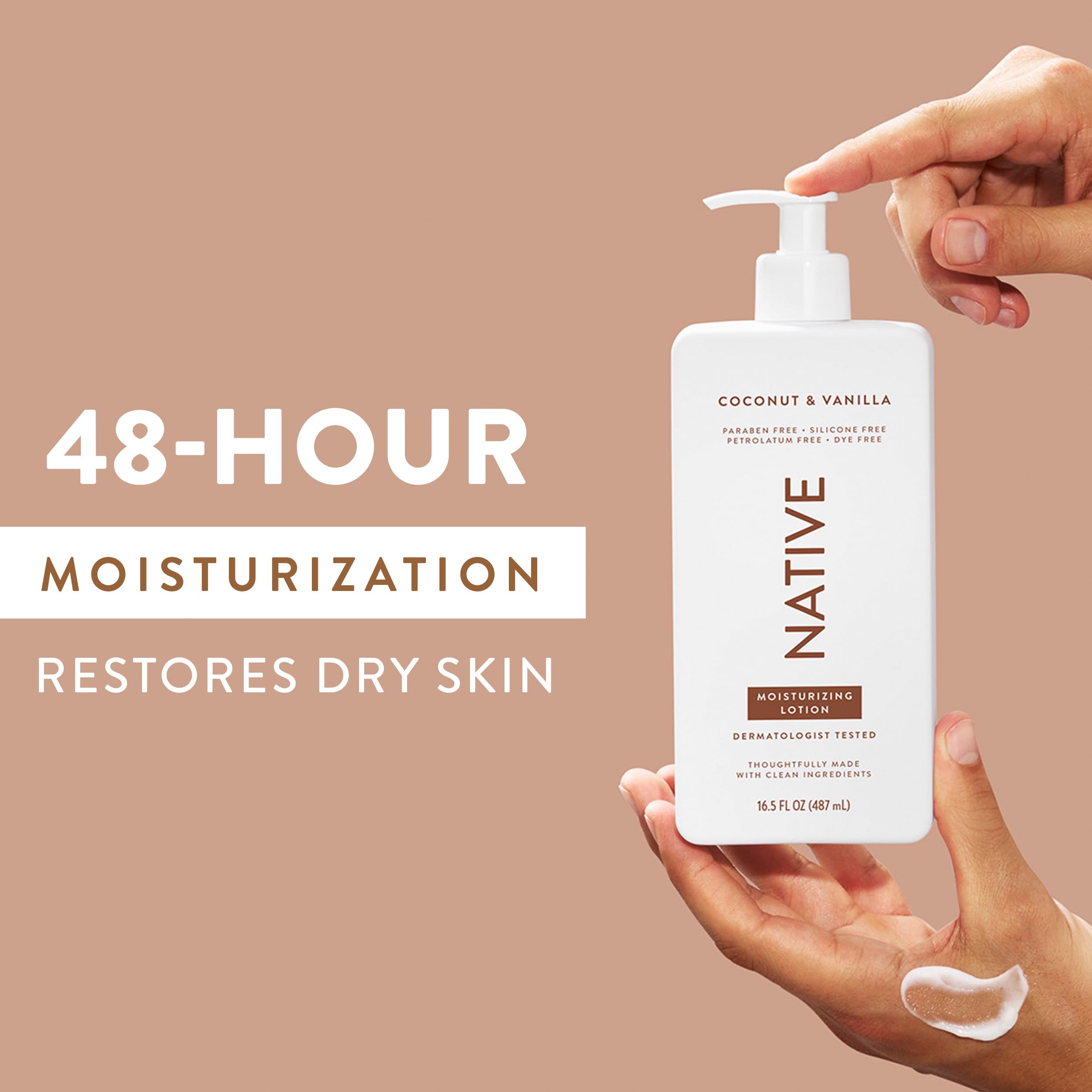Native Body Lotion vegan and cruelty-free badge on exterior.