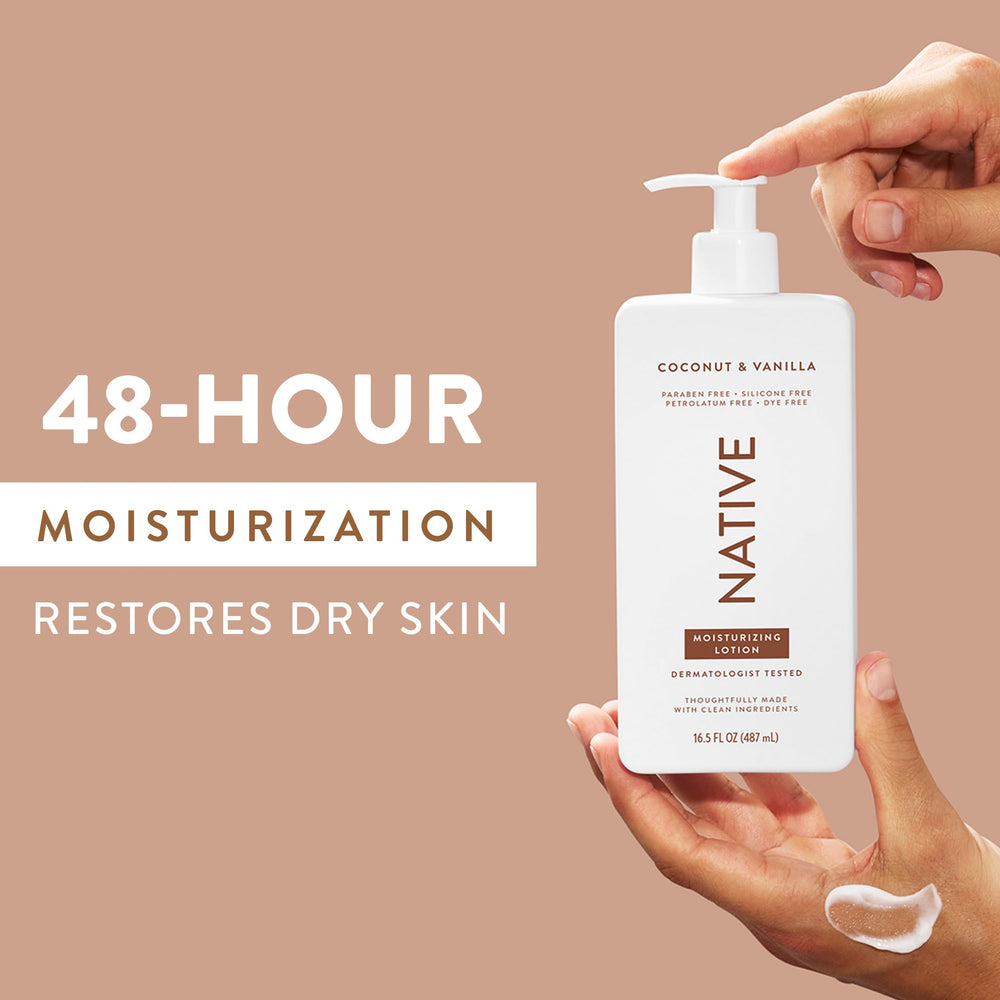 Native Body Lotion vegan and cruelty-free badge on exterior.