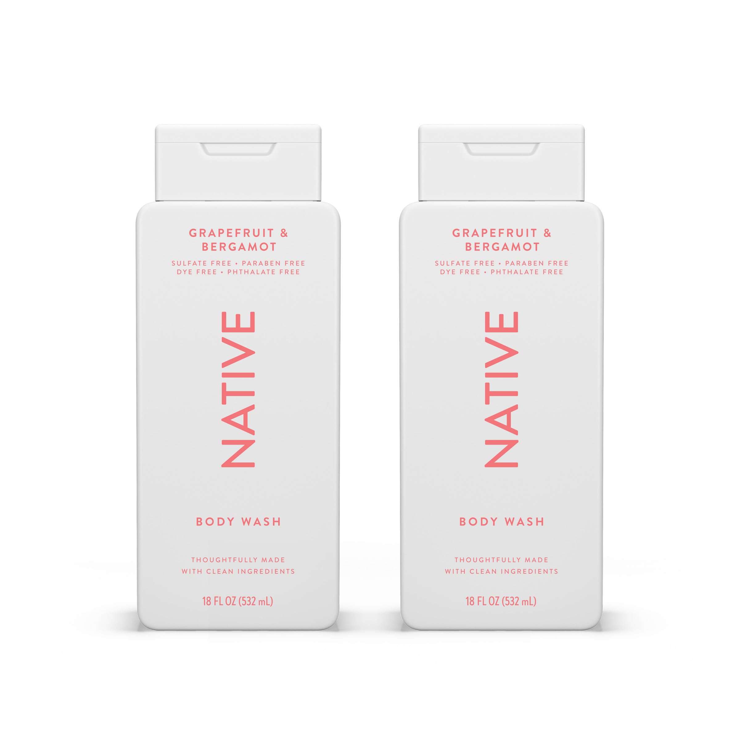 Native Body Wash bottle pour demonstrates gentle cleansing for all skin types