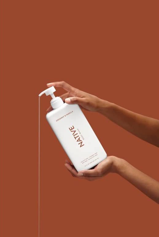 Native Body Wash cucumber-mint bottle pump conveys cooling, invigorating scent.