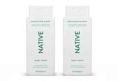 Native Body Wash eucalyptus mint bottle shows natural ingredients for daily freshness and hydration