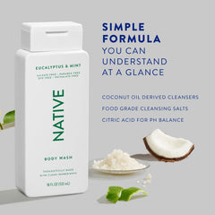Native Body Wash foam-lather demonstrates gentle cleansing from coconut-derived cleansers