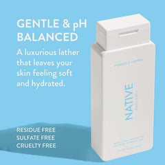 Native Body Wash seasonal scent visual highlights mood-boosting aromatherapy during shower.