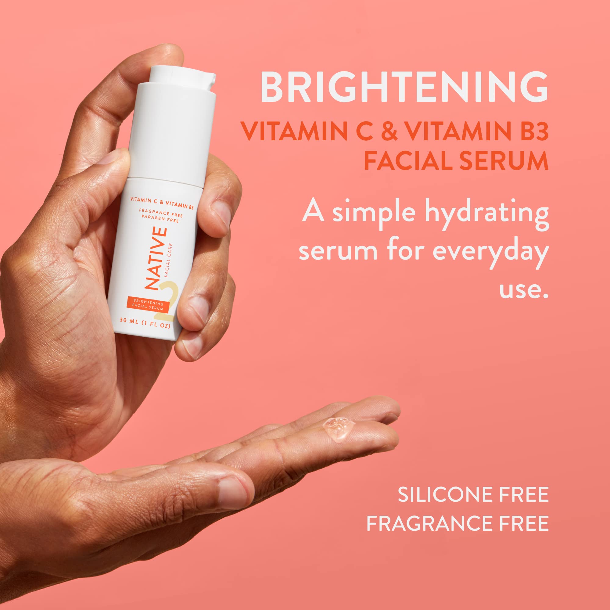 Native Brightening Facial Serum dropper dispensing for even application