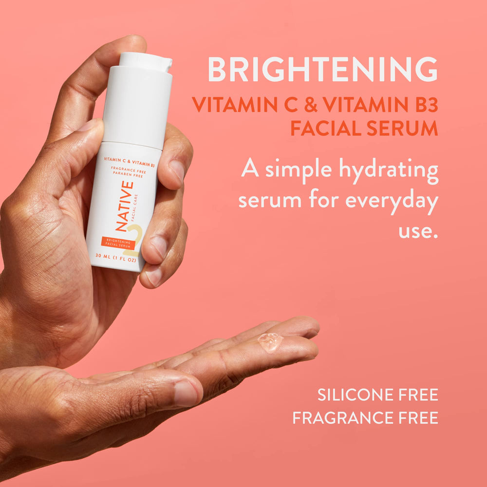 Native Brightening Facial Serum dropper dispensing for even application