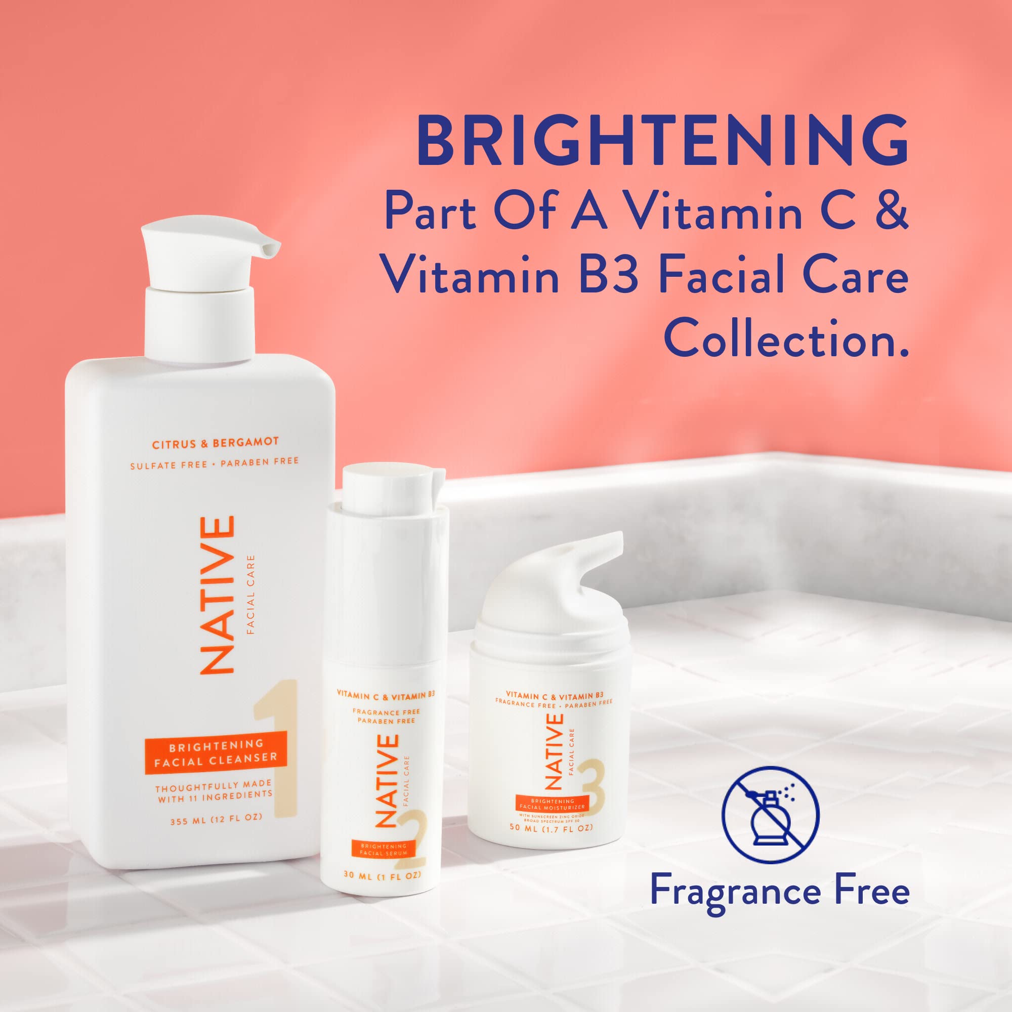 Native Brightening Facial Serum fragrance-free packaging for sensitive skin