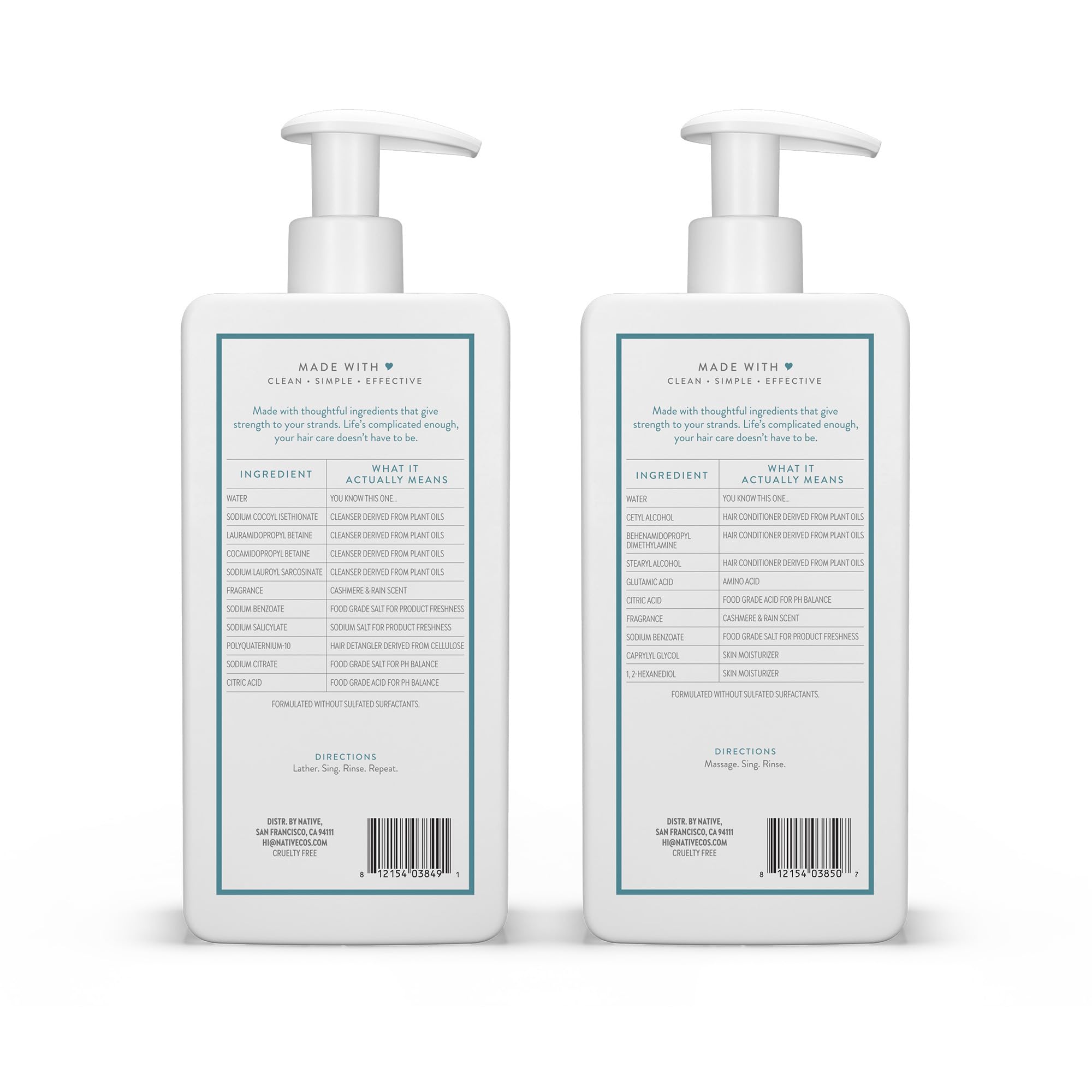 Native Cashmere & Rain conditioner bottle ready to detangle and soften hair.