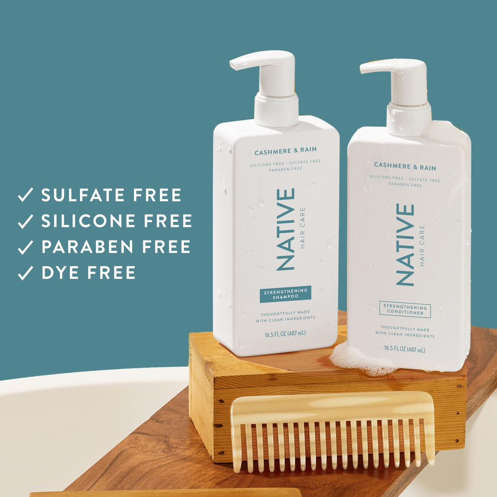 Native Cashmere & Rain duo packaging highlights value for all hair types and routines.