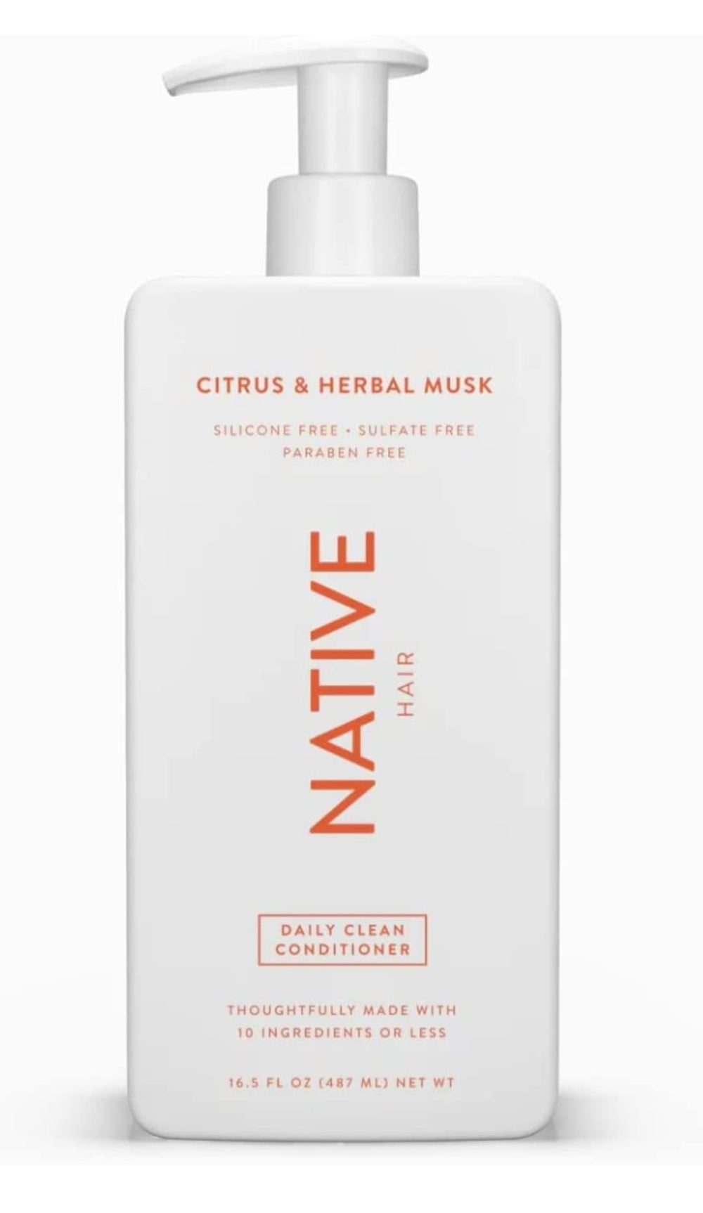 Native Citrus Herbal Musk Conditioner bottle emphasizes gentle hydration for manageable detangling.