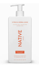 Native Citrus Herbal Musk Shampoo lather demonstrates refreshing cleanse while preserving moisture.