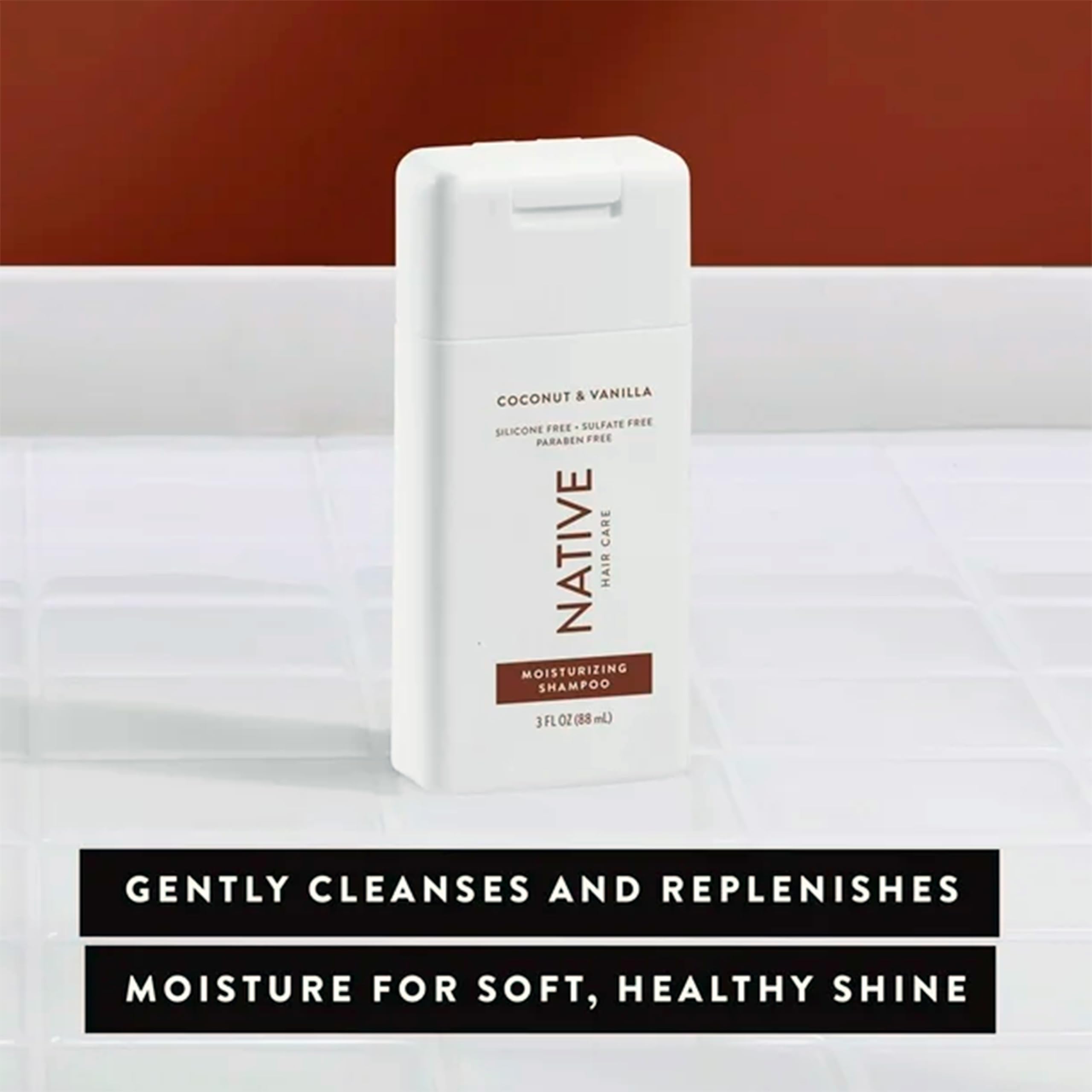 Native Coconut & Vanilla Mini shampoo lather forming creamy cleansing foam