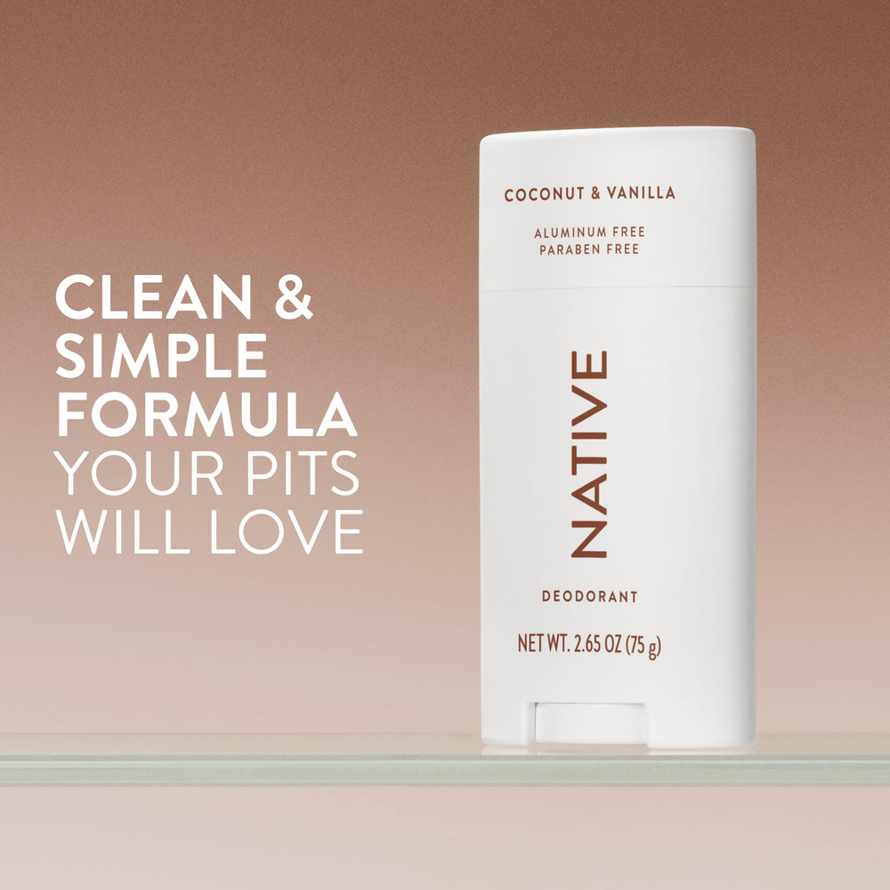 Native open deodorant stick texture close-up for smooth glide benefit