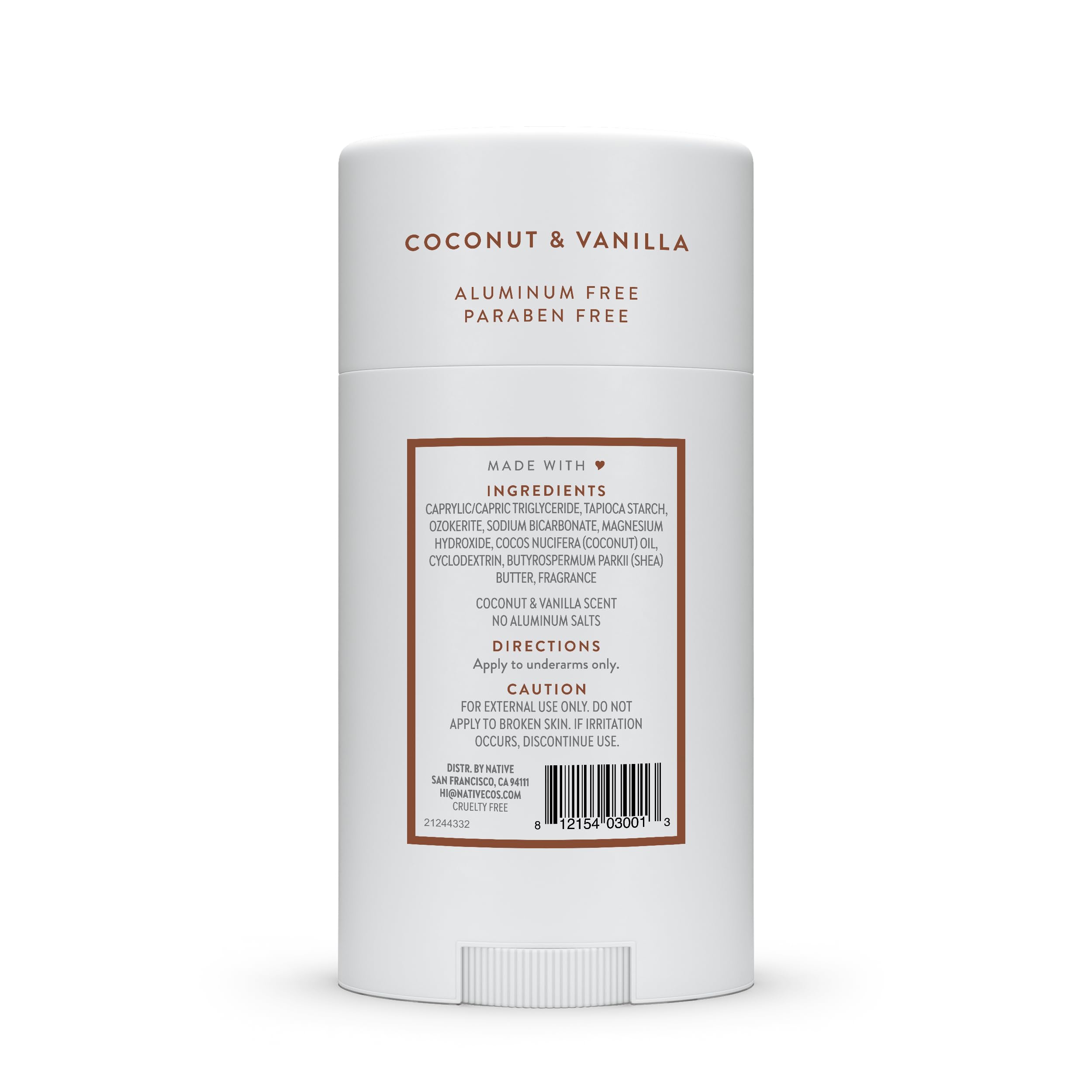 Native coconut and vanilla ingredients styled to evoke fresh tropical scent benefit