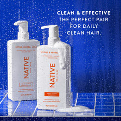 Native conditioner detangling hair-wide shot showing smooth strands