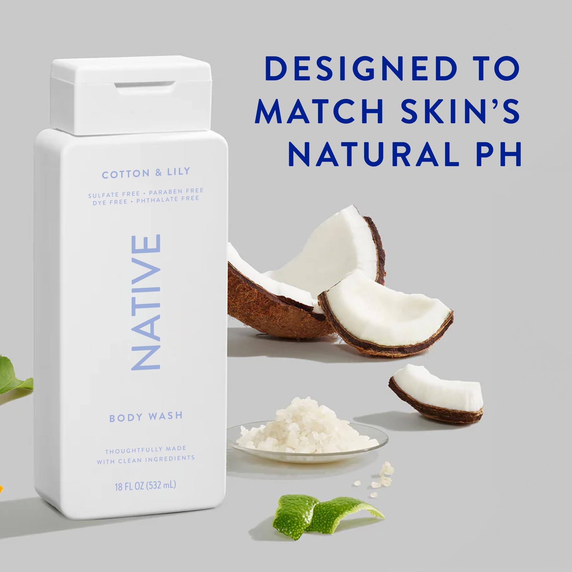 Native Cotton & Lily lather close-up highlighting creamy bubbles from plant-based cleansers.