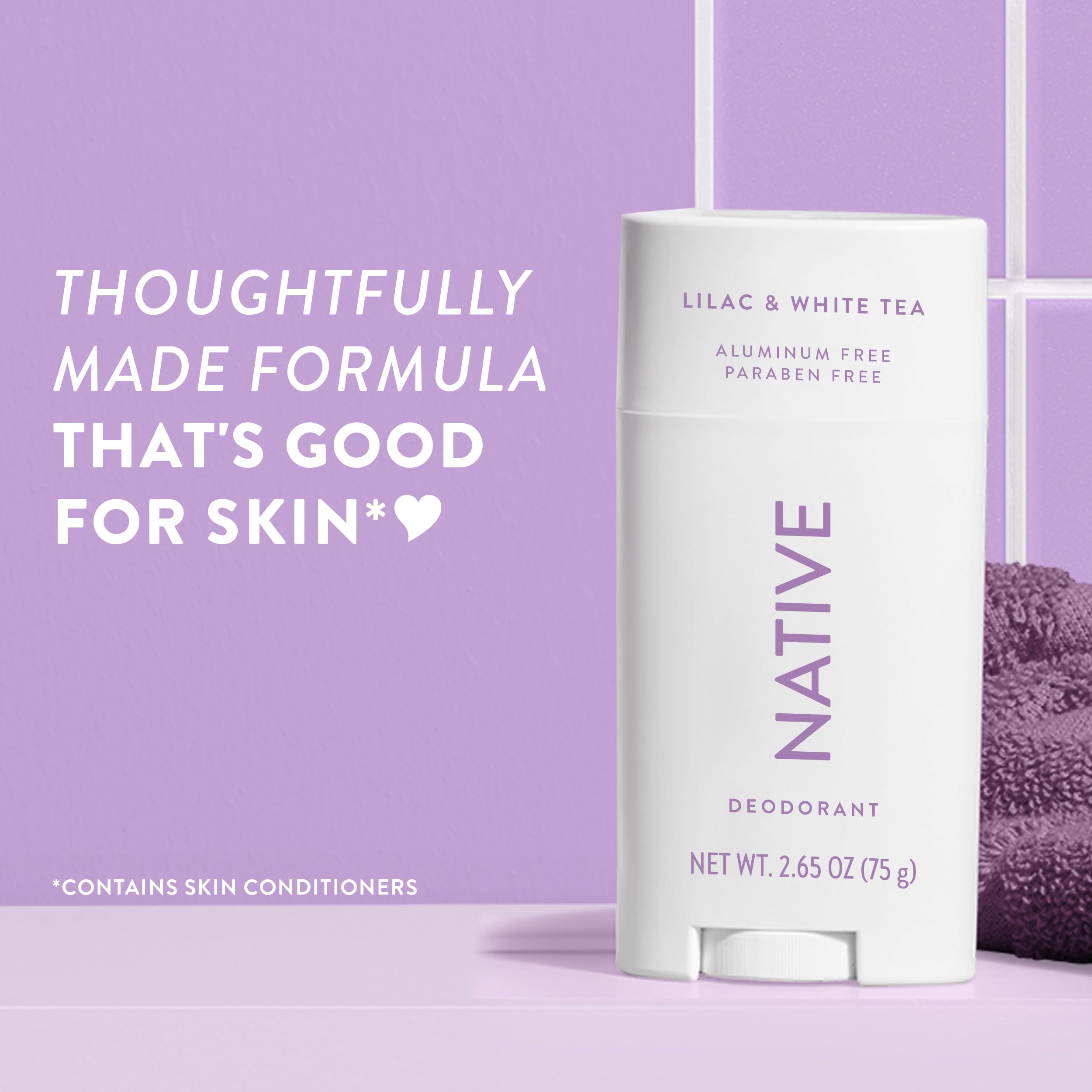Native Deodorant clean ingredient icons indicate naturally derived formula